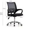 A black office chair with dimensions indicated by measurement lines and numbers. Produktbild-Vorschau