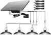 A solar panel connected to four pendant lights, shown against a white background. Anteprima dell’immagine prodotto