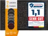 A doormat with a marketing overlay showing test results and color options. Podgląd zdjęcia produktu