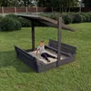 QLS Holz-Sandkasten 120 cm mit Sitzbank und grauem Dach Produktbild-Vorschau 5