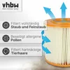 A filter element with arrows indicating air flow and informational text. Produktbild-Vorschau