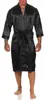 Herren Morgenmantel Robe Bathrobe Bademantel Satin, Schwarz Produktbild-Vorschau 1