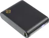 A black power bank is shown from a diagonal angle against a white background. Produktbild-Vorschau