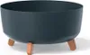 A dark gray planter with three wooden legs on a white background. Anteprima dell’immagine prodotto