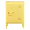 A yellow metal nightstand with a single door and a handle, set against a white background. Produktbild-Vorschau