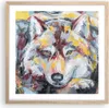 Gerahmtes Poster - Rahmen in heller Eiche - Öl Wolf Hund - Produktbild-Vorschau 1