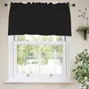 A black valance hangs on a window with a white frame, overlooking a garden. Náhled obrázku produktu
