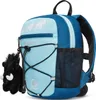 Blau-hellblauer Mammut First Zip 8 Rucksack mit schwarzem Mammut-Maskottchen als Anhänger und Netzseitentasche Náhľad obrázku produktu