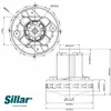 This is a technical drawing of a product with dimensions and labeling. Voir les images du produit