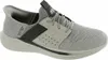 A close-up, studio shot of a single gray SKECHERS shoe. Voir les images du produit