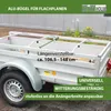 A trailer with aluminum arches for a flat cover, showing adjustable length. Produktbild-Vorschau