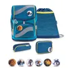 Belmil Smarty ergonomisches Schulranzen Set 5-teilig "Waves Orange" mit Brustgurt, Hüftgurt, Magnetv
