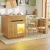 Îlot de cuisine Flieks avec table coulissante, armoire de Voir les images du produit 1