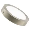 A product shot of a round LED ceiling light with a silver metal frame and a white diffuser. Produktbild-Vorschau