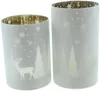 2x Windlicht "Winterlandschaft" aus Glas, weiß / silber, 12 Produktbild-Vorschau 2