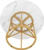 The underside of a round dining table with a marble-effect top and golden geometric legs. Náhľad obrázku produktu