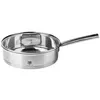 A stainless steel frying pan with a glass lid and a long handle, shown from a side angle on a white background. Náhľad obrázku produktu