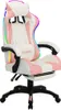 Sedia da gioco con luci LED RGB in ecopelle rosa e bianca Anteprima dell’immagine prodotto 1