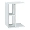 A white side table with shelves and a textured side panel, shown against a white background. Produktbild-Vorschau