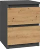 A gray bedside table with two wooden drawers. Produktbild-Vorschau