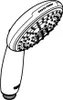 A black and white line drawing of a hand shower head. Náhled obrázku produktu
