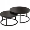 A set of two round nesting coffee tables with black wooden tops and black metal frames. Náhľad obrázku produktu