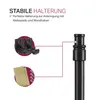 Diagram showing how to attach a cafe curtain rod with adhesive pads and wall hooks. Produktbild-Vorschau