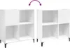 Two white shelving units are shown side-by-side, with an arrow indicating they can be joined. Náhled obrázku produktu