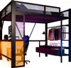 A loft bed with a desk and storage underneath, set against a white background. Produktbild-Vorschau