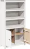 vidaXL Highboard White 80x35x154 cm Masivní borovicové Náhled obrázku produktu 6