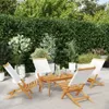 Gartenstühle 4 Stk. Klappbar Cremeweiß Stoff und Massivholz Produktbild-Vorschau 2