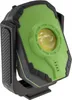 A close-up, angled view of a green and black LED work light with a yellow lens, mounted on a black bracket. Produktbild-Vorschau