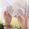 Hands holding a white lace curtain, showing its texture and pattern. Náhled obrázku produktu