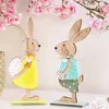 com-four® 2x Deko-Aufsteller für Ostern - Osterhasen-Paar Produktbild-Vorschau 2