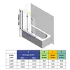 IMPTS Duschwand für Badewanne 140x140cm 3-teilig Faltwand Produktbild-Vorschau 3