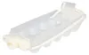 A close-up shot of a transparent ice cube tray with a white hose and a small white connector, on a white background. Produktbild-Vorschau