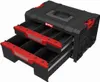 A black and red modular tool storage system with two drawers open, showing internal compartments. Náhled obrázku produktu