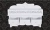 A white wooden wall shelf with three drawers against a dark patterned wallpaper. Produktbild-Vorschau