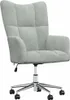 A light gray velvet office chair with a chrome base and wheels, shown from a three-quarter front angle against a white background. Náhled obrázku produktu