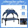 A raised dog bed with a canopy, featuring informational icons and text. Anteprima dell’immagine prodotto