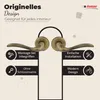 A marketing image showcasing a pair of bronze door handles with descriptive text and icons. Produktbild-Vorschau