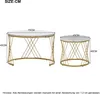 Merax 2er Set Couchtisch hochglanz, goldene Metallrahmen, Produktbild-Vorschau 7