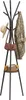 A black coat rack with a hat, purse, and coat hanging on it, and a basket on the shelf. Produktbild-Vorschau