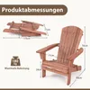 COSTWAY Adirondack Stuhl klappbar, Gartensessel 180kg Produktbild-Vorschau 7
