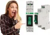A woman is pointing at a product, which is an electrical switch. The product is shown in two different views. Anteprima dell’immagine prodotto