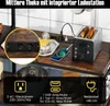 A kitchen counter with a toaster, a phone charging, and an integrated power strip. Voir les images du produit