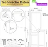 Technical data diagram for a wooden door with dimensions and details. Produktbild-Vorschau