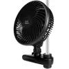 A black clip-on fan is shown attached to a white pole against a white background. Produktbild-Vorschau