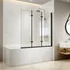 A modern bathroom with a bathtub and a glass shower screen. Produktbild-Vorschau