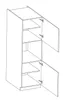 A line drawing of a kitchen cabinet with two doors open, showing multiple shelves inside. Náhled obrázku produktu